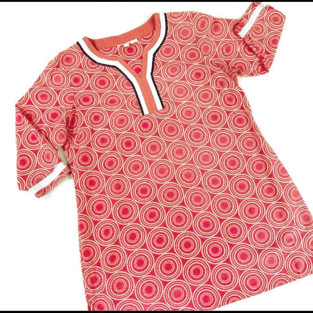 BODEN Coral Orange Cotton 3/4 Sleeve Tunic Size 16